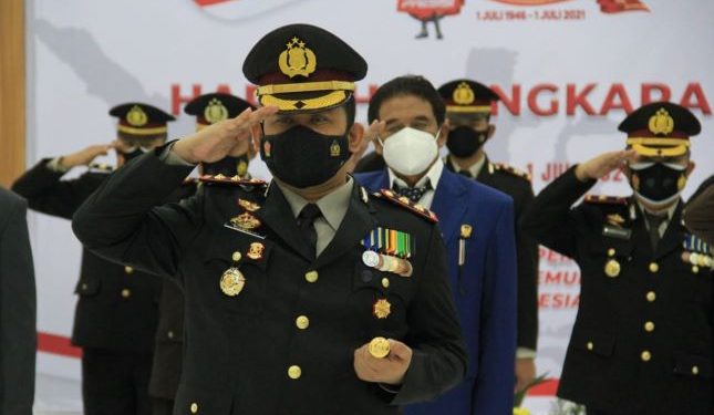 Peringatan HUT Bhayangkara ke-75 bertempat di Aula Rupatama Mapolres Kediri Kota (istimewa)
