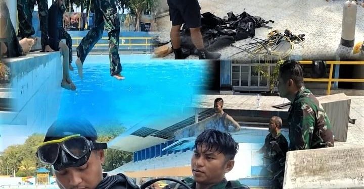 Prajurit Pom Lantamal II berlatih di Kolam Renang Teratai GOR H. Agus Salim (Pomal)