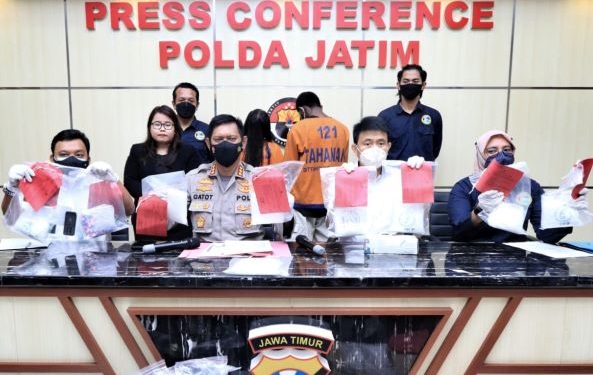 Polda Jatim merilis hasil ungkap narkotika jenis Sabu (Humas Polda)