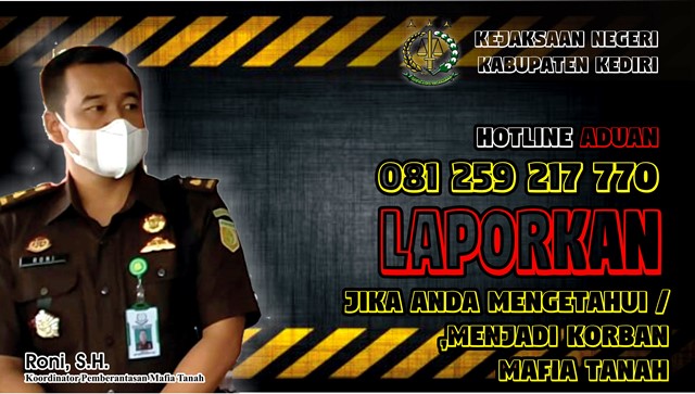 Didukung Call Center 081259217770, Kejari Kabupaten Kediri Bentuk Tim Pemberantasan Mafia Tanah Didukung Call Center 081259217770, Kejari Kabupaten Kediri Bentuk Tim Pemberantasan Mafia Tanah