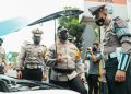 Kapolres Kediri Kota AKBP Wahyudi saat memeriksa kesiapan kendaraan anggota Satlantas (humas)