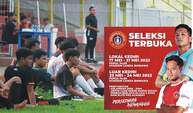 Para pemain saat ikut seleksi di Stadion Canda Bhirawa Pare (persedikab)