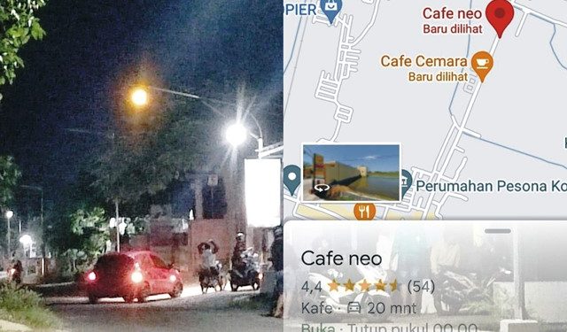 Pengunjung sejumlah anak muda keluar dari Neo Cafe (Nanang Priyo Basuki)