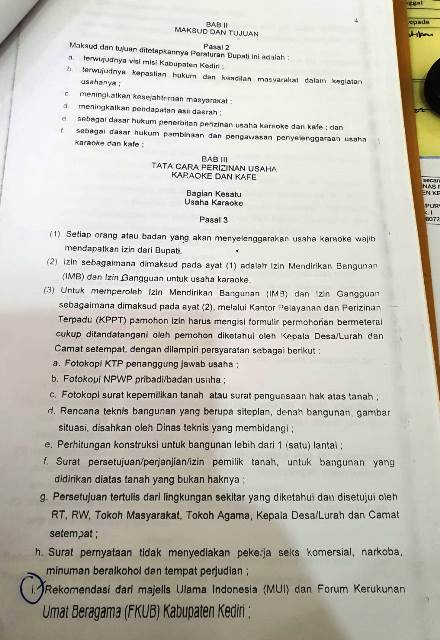 Pengusaha Karaoke Wajib Baca, Draft Peraturan Bupati Kediri