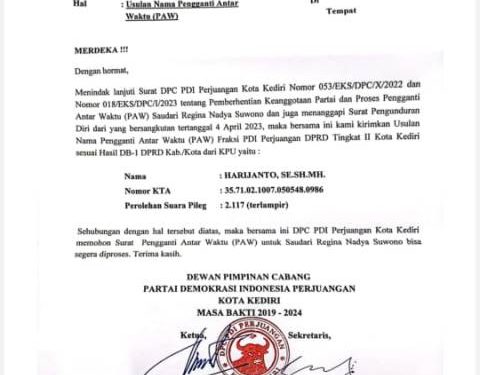 Surat resmi diajukan ke DPP PDI Perjuangan (istimewa)
