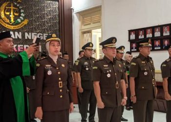 Suasana pelantikan pejabat baru di Kejari Kota Kediri (Kintan Kinari Astuti)