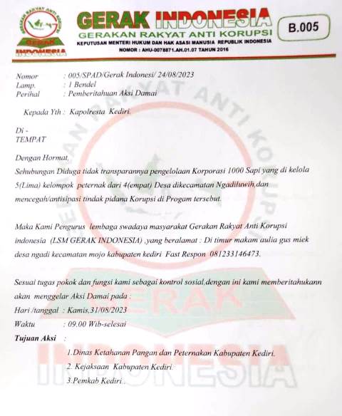 Meski Aksi Batal, Kejaksaan Telah Selidiki Dugaan Korupsi Koorporasi Sapi di Ngadiluwih Meski Aksi Batal, Kejaksaan Telah Selidiki Dugaan Korupsi Koorporasi Sapi di Ngadiluwih