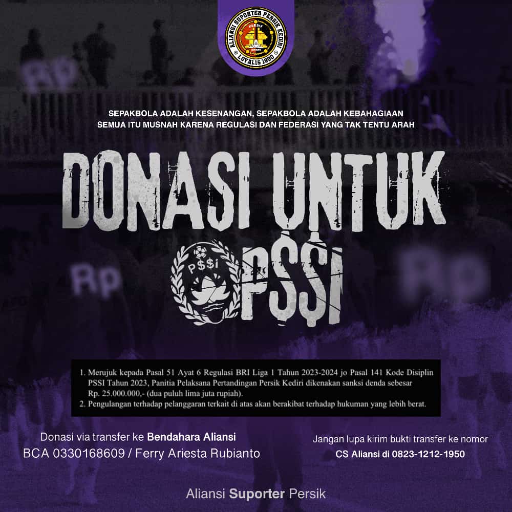 Bentuk Protes kepada Komdis PSSI, Aliansi Suporter Persik Galang Donasi