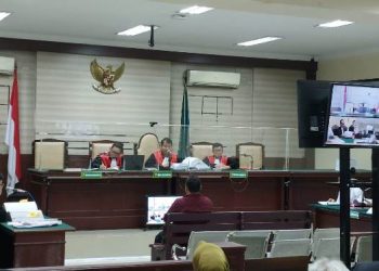 Suasana sidang di Pengadilan Tinggi Tipikor Surabaya (penkum)