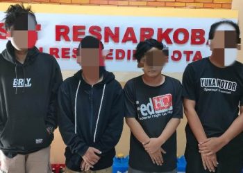 Empat pelaku diamankan di Satresnarkoba Polres Kediri Kota (istimewa)