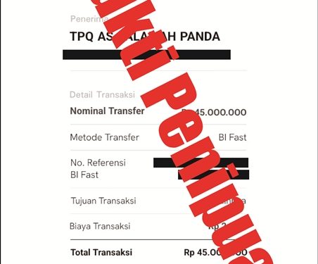 Bukti transferan fiktif dilakukan pelaku (istimewa)
