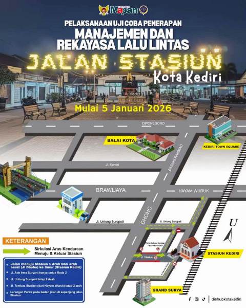 Pemkot Kediri Uji Coba Rekayasa Jalan Stasiun, Langkah Menuju Ikon City Tourism Baru Pemkot Kediri Uji Coba Rekayasa Jalan Stasiun, Langkah Menuju Ikon City Tourism Baru