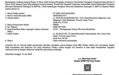 Grib Jaya Pertanyakan Toko Kantongi Izin Miras, DPMPTSP Kediri Tegaskan Surat yang Beredar Palsu, Kenapa Tidak Ditindak? Ini Penjelasannya