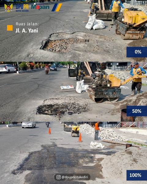 Faktor Cuaca Picu Aspal Rusak, PUPR Kota Kediri Intensif Perbaiki Jalan
