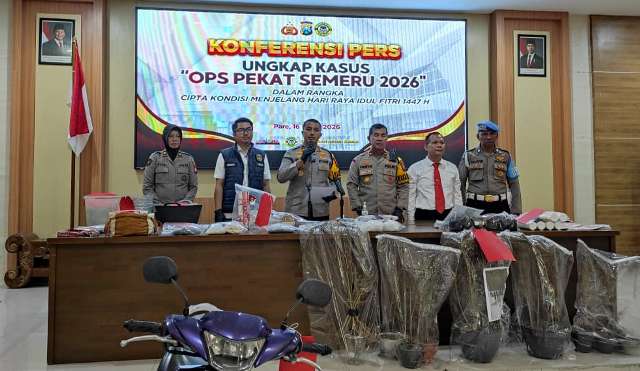 Operasi Pekat Semeru Polres Kediri: Narkoba, Judi, hingga Petasan Ilegal Terbongkar