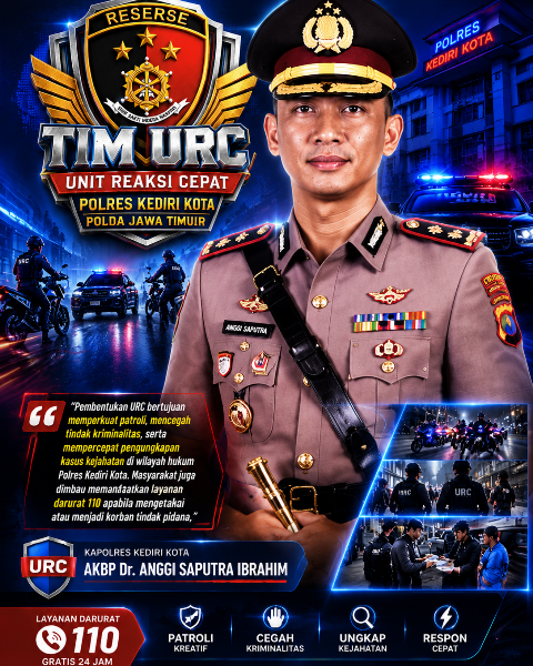 URC Polres Kediri Kota Langsung Bergerak: Pecah Kaca Mobil Hingga Penggerebekan Judi Ayam