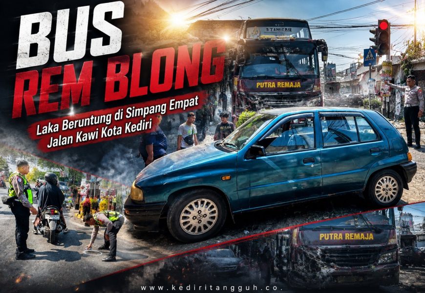 Diduga Rem Blong, Bus Putra Remaja Tabrak Motor dan Sedan di Simpang Empat Jalan Kawi Kediri Diduga Rem Blong, Bus Putra Remaja Tabrak Motor dan Sedan di Simpang Empat Jalan Kawi Kediri
