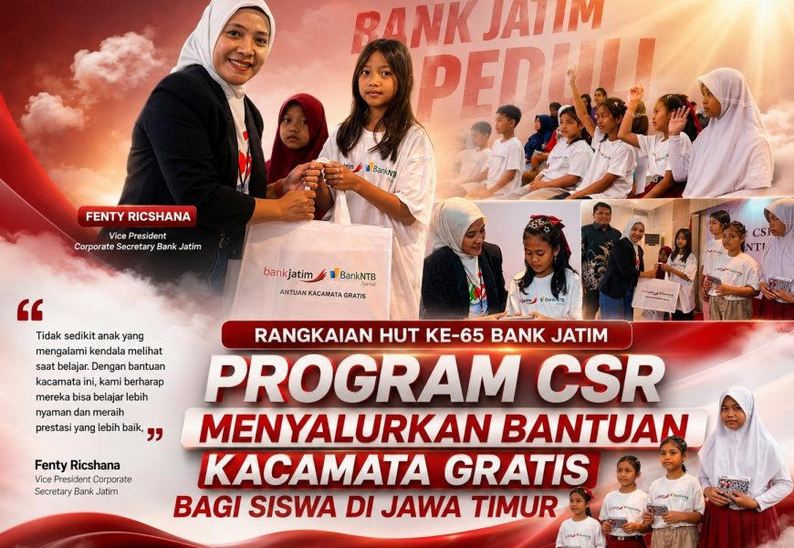 Wujud Kepedulian Sosial, Bank Jatim Berikan Bantuan Kacamata Gratis untuk Pelajar di Kediri