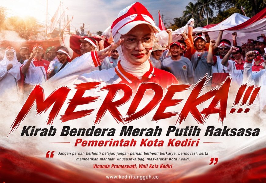 Bendera Merah Putih Raksasa Membelah Kota Kediri, 1.147 Langkah Pasang Kaki Sambut HUT ke-81 RI