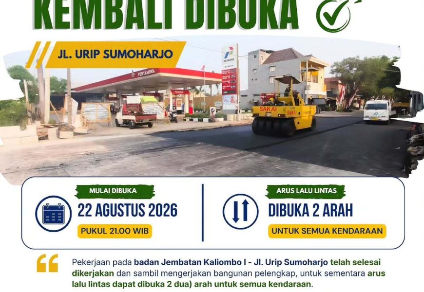 Malam ini Jembatan Kaliombo 1 Dibuka Penuh, Arus Dua Arah Jalan Urip Sumoharjo Kembali Normal
