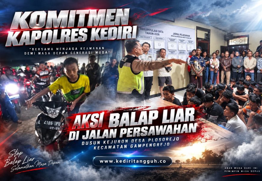 Balap Liar di Kediri Dibubarkan Polisi, 35 Motor dan 42 Anak Diamankan
