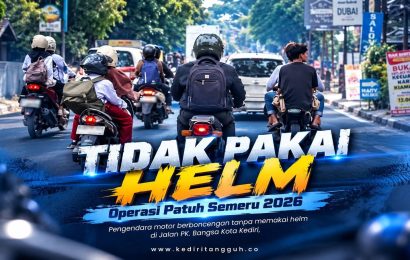 5 Menit Pantau Jalan Raya, 10 Pengendara Motor Kedapatan Tak Pakai Helm di Kediri