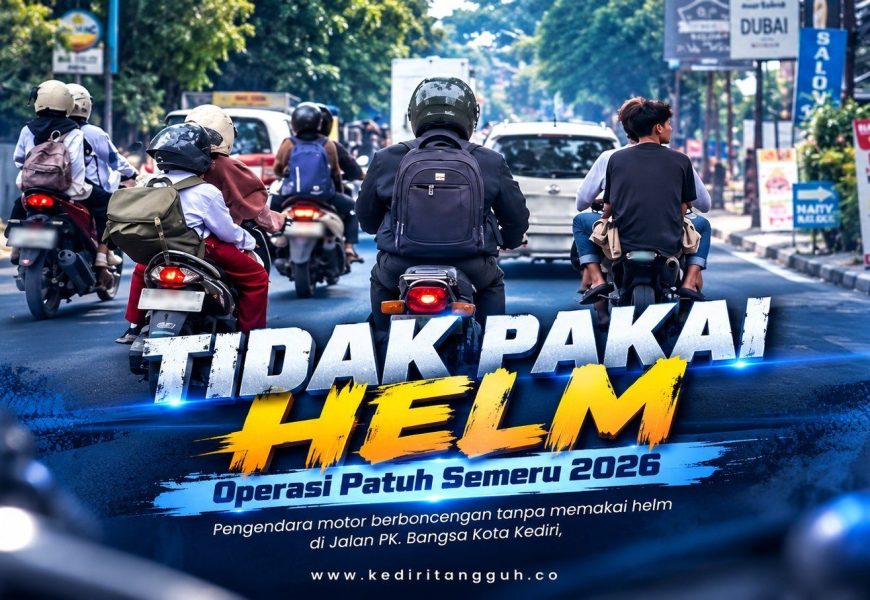 5 Menit Pantau Jalan Raya, 10 Pengendara Motor Kedapatan Tak Pakai Helm di Kediri